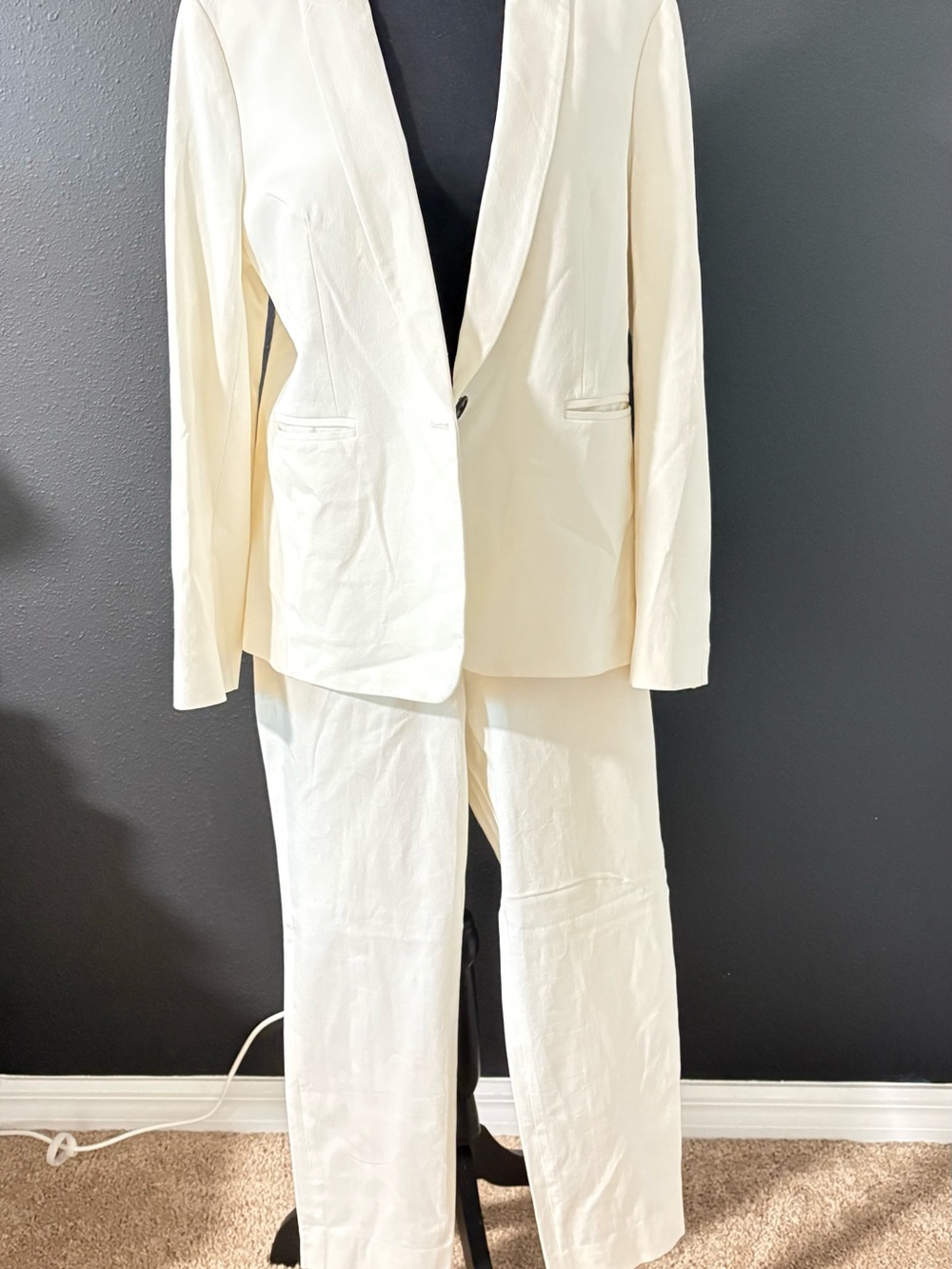 J. Crew Cream Single-Button Suit Jacket & Trousers